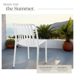 Tectake Garden Chairs Alcudia - Durable, Stackable And Weather-Resistant - Cream - Set Of 6 - thumbnail 4