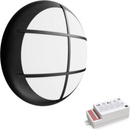 Paul Russells LED Slimline Bulkhead Light 12W 16W 20W 3CCT IP65 Black Grill Bezel Security Sensor Wall Ceiling Outdoor