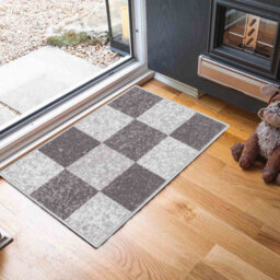 Machine Washable Square Design Anti Slip Doormats Grey 80X150 Cm - thumbnail 1