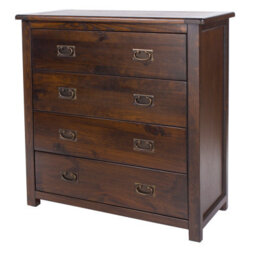 Core Products 4 Drawer Chest, Rich Dark Brown Lacquer Finish H95.0Cm X W90.0Cm X D40.0Cm