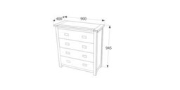 Core Products 4 Drawer Chest, Rich Dark Brown Lacquer Finish H95.0Cm X W90.0Cm X D40.0Cm - thumbnail 6