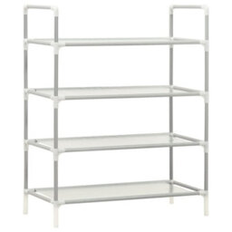 Berkfield Shoe Rack With 4 Shelves Metal And Non-Woven Fabric Silver - thumbnail 3