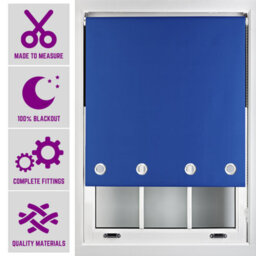 Furnished Made To Measure Blackout Roller Blinds With Big Round Eyelets - Blue Blind (W)150Cm (L)210Cm