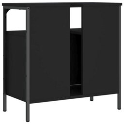 Berkfield Bathroom Sink Cabinet Black 60X30X60 Cm Engineered Wood - thumbnail 8