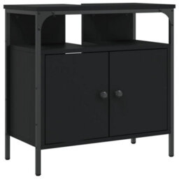 Berkfield Bathroom Sink Cabinet Black 60X30X60 Cm Engineered Wood - thumbnail 2