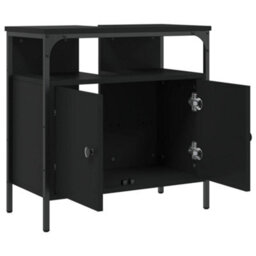 Berkfield Bathroom Sink Cabinet Black 60X30X60 Cm Engineered Wood - thumbnail 6