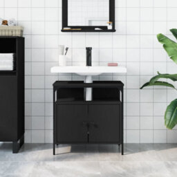 Berkfield Bathroom Sink Cabinet Black 60X30X60 Cm Engineered Wood - thumbnail 3