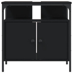 Berkfield Bathroom Sink Cabinet Black 60X30X60 Cm Engineered Wood - thumbnail 5