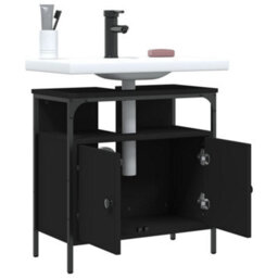 Berkfield Bathroom Sink Cabinet Black 60X30X60 Cm Engineered Wood - thumbnail 4