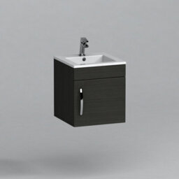 Royal Bathrooms Turin 400mm Cloakroom Wall Hung Vanity Sink Unit Hale Black - 1 Door - thumbnail 5