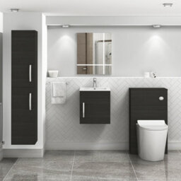 Royal Bathrooms Turin 400mm Cloakroom Wall Hung Vanity Sink Unit Hale Black - 1 Door - thumbnail 4