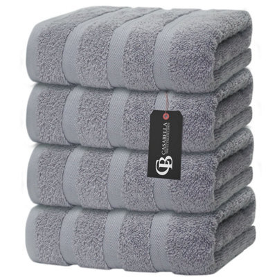 Casabella Premium Quality 4 Silver Hand Towels 100% Combed Cotton 650 Gsm Quick Dry Hand Towels Set 50X90 Cm - image 1