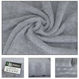Casabella Premium Quality 4 Silver Hand Towels 100% Combed Cotton 650 Gsm Quick Dry Hand Towels Set 50X90 Cm - thumbnail 2
