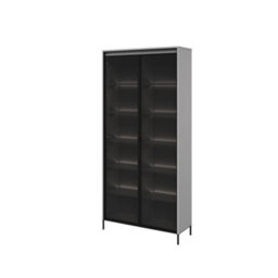 Arte Trend 07 Tall Display Cabinet  In Grey Matt - Partially Glassed & Push-To-Open With Led - W920mm X H1960mm X D340mm
