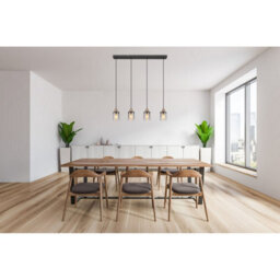 Luminosa Lighting Luminosa Reid Bar Pendant Ceiling Light Matt Black Smoke Glass Shade 4X E27 - thumbnail 5