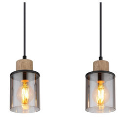Luminosa Lighting Luminosa Reid Bar Pendant Ceiling Light Matt Black Smoke Glass Shade 4X E27 - thumbnail 4