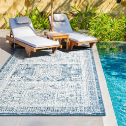 Homeart Outdoor Indoor Rug, Easy Clean, Uv Weather Resistant Rug For Patio, Gardenvintage Blue, Cream,120X170Cm - thumbnail 2