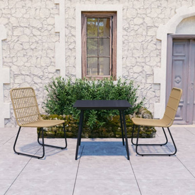 Berkfield 3 Piece Outdoor Dining Set Poly Rattan And Glass - image 1