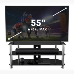 "Avf Classic 1.14M Glass Corner Tv Stand With Cable Management For Tvs Up To 55"" - Black & Chrome" - thumbnail 2