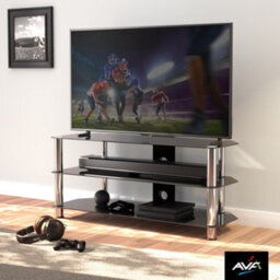 "Avf Classic 1.14M Glass Corner Tv Stand With Cable Management For Tvs Up To 55"" - Black & Chrome" - thumbnail 3