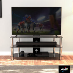 "Avf Classic 1.14M Glass Corner Tv Stand With Cable Management For Tvs Up To 55"" - Black & Chrome" - thumbnail 4