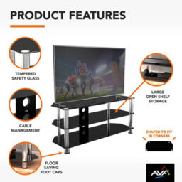 "Avf Classic 1.14M Glass Corner Tv Stand With Cable Management For Tvs Up To 55"" - Black & Chrome" - thumbnail 5