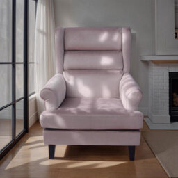 Fwstyle Loretta Mink Velvet Ribbed Back Cushioned Armchair