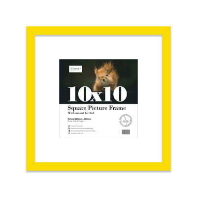 "10X10"" Yellow Picture Frame - 10X10"" Square Frame With 8X8"" Mount For 10X10""/8X8"" Pictures Moderrn Style Thin Edge, 1 Pack" - image 1