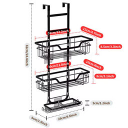 Punch Free Hanging Shower Rack , Black Over The Door Bathroom Organizer - thumbnail 2