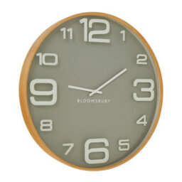 Orsina Large Wall Clock, Grey & Natural Finish 60Cm Round Clock With Glass Panel, Dual-Tone Wooden Wall Clock - thumbnail 2