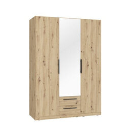 Cadixo Oak Artisan Sliding Door Wardrobe Modern Bedroom Storage With Mirror Shelves Hanging Rails - thumbnail 2