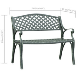 Vidaxl Garden Bench 102 Cm Cast Aluminium Green - thumbnail 7