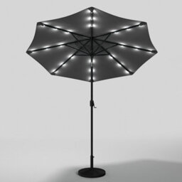 Living And Home 3M Large Garden Solar 24 Led Lights Parasol Outdoor Beach Umbrella Sun Shade Crank Tilt With Round Base, Dark Grey - thumbnail 4