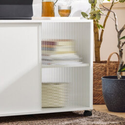 Sobuy Fbt141-W, Mobile Storage Cabinet Side Cabinet Sofa Side Table End Table,white,w70Xd35Xh61 - thumbnail 6