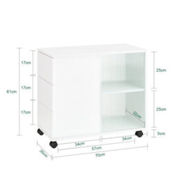 Sobuy Fbt141-W, Mobile Storage Cabinet Side Cabinet Sofa Side Table End Table,white,w70Xd35Xh61 - thumbnail 3