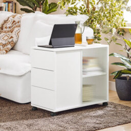 Sobuy Fbt141-W, Mobile Storage Cabinet Side Cabinet Sofa Side Table End Table,white,w70Xd35Xh61 - thumbnail 2