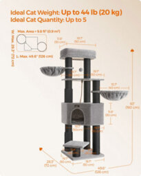LEDREM Heavy-Duty Cat Tree For Large Cats, Cat Tower With Self-Warming Pads, Self-Groomers, 9 Scratching Posts - thumbnail 8