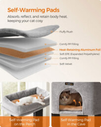 LEDREM Heavy-Duty Cat Tree For Large Cats, Cat Tower With Self-Warming Pads, Self-Groomers, 9 Scratching Posts - thumbnail 5