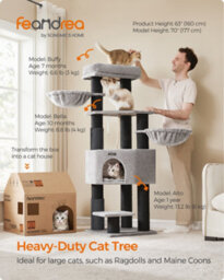 LEDREM Heavy-Duty Cat Tree For Large Cats, Cat Tower With Self-Warming Pads, Self-Groomers, 9 Scratching Posts - thumbnail 1