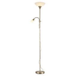 Happy Homewares Antique Brass Mother And Child Floor Lamp With Reading Light