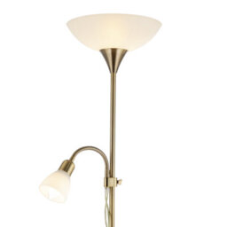 Happy Homewares Antique Brass Mother And Child Floor Lamp With Reading Light - thumbnail 3