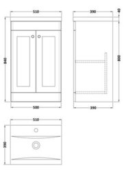 Balterley Swynnerton Traditional 2 Door Floor Standing Vanity Unit With Mid-Edge Basin, Satin Green, 500mm - thumbnail 2