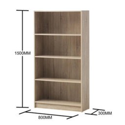 Timber Art Design 4 Tier Bookcase Tall Display Shelving Storage Unit Wood Furniture Sonoma Oak - thumbnail 4