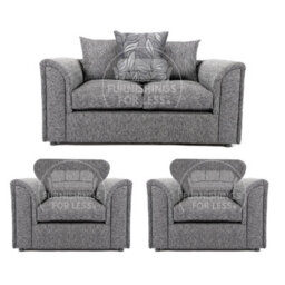 Furnishings For Less UK Byron Dundee Chenille Fabric 3 Piece Sofa Set - 2 1 1 Light Grey - thumbnail 1