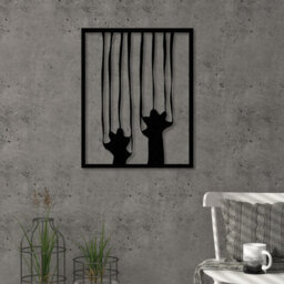 Decortie Modern Metal Wall Art Scratch Home Ornament Decorative Minimalist Design Hanging Wall Sculpture, Black - thumbnail 3
