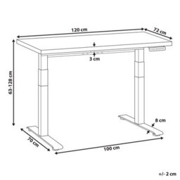 Beliani Electric Adjustable Standing Desk Destines 120 Cm 72 Cm Grey/ White - thumbnail 3