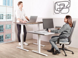 Beliani Electric Adjustable Standing Desk Destines 120 Cm 72 Cm Grey/ White - thumbnail 2