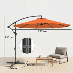 Outsunny 3 M Cantilever Parasol, Offset Outdoor Umbrella With Crank Handle - thumbnail 3