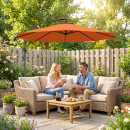 Outsunny 3 M Cantilever Parasol, Offset Outdoor Umbrella With Crank Handle - thumbnail 7