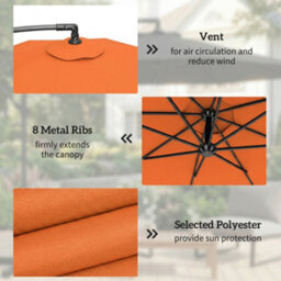 Outsunny 3 M Cantilever Parasol, Offset Outdoor Umbrella With Crank Handle - thumbnail 6